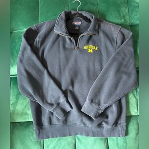 Vintage Michigan Wolverines Jansport 1/4 Zip Pullover Sweatshirt - Navy Blue